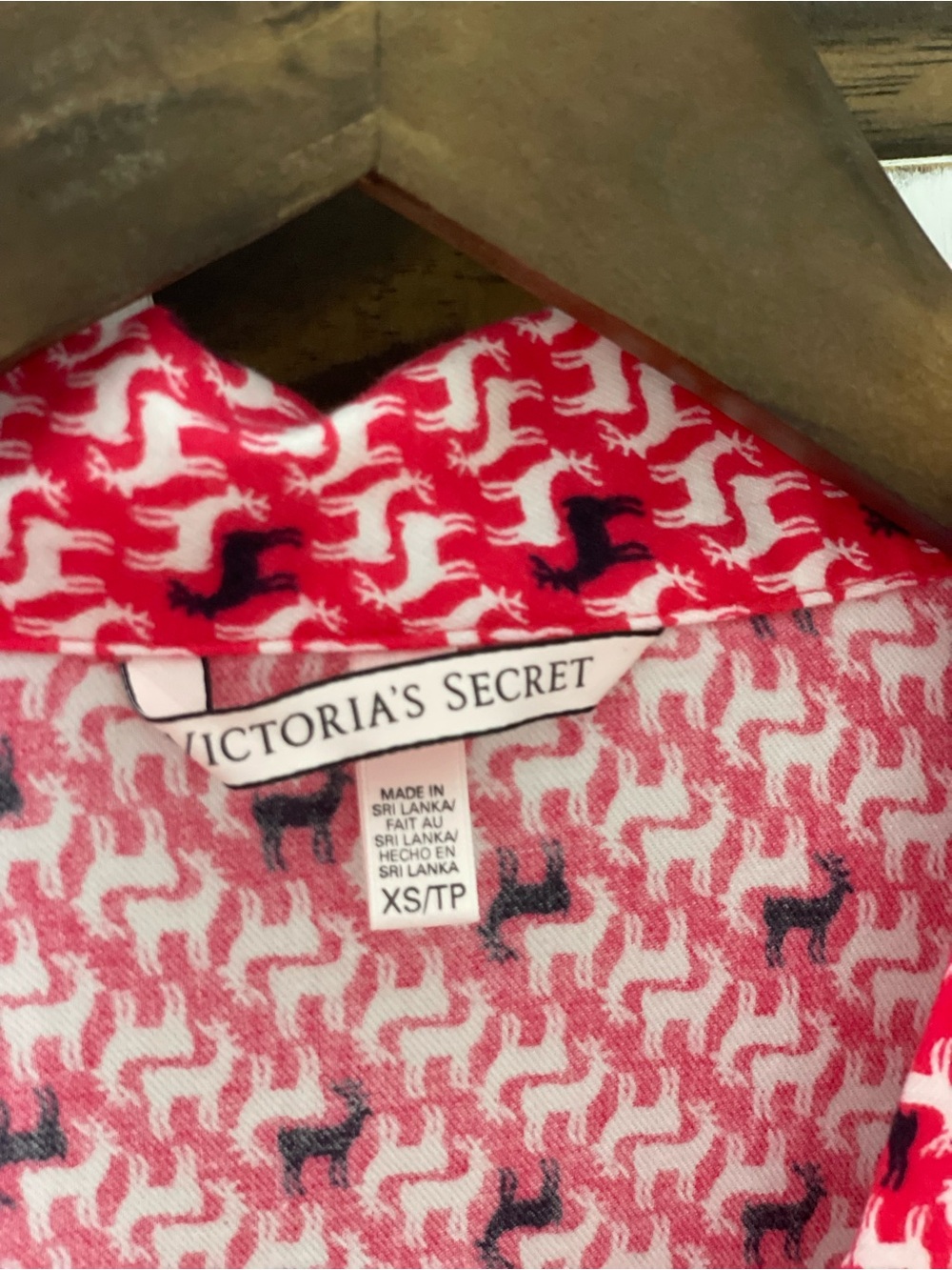 Victoria's Secret | Holiday Flannel Striped Reindeer Pattern Embroidered Pocket - Picture 6 of 6